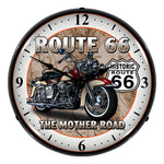 Collectable Sign and Clock Route 66 Bike Backlit Wall Clock-SM1103304-Garage Giant 