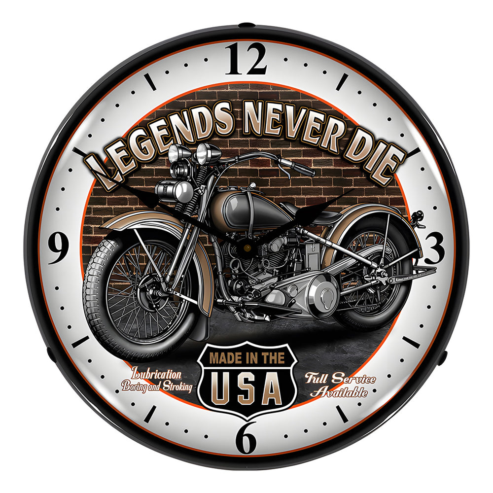 Collectable Sign and Clock Legends Never Die Backlit Wall Clock-SM1103308-Garage Giant