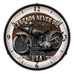 Collectable Sign and Clock Legends Never Die Backlit Wall Clock-SM1103308-Garage Giant 