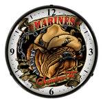 Collectable Sign and Clock Marines Bulldog Backlit Wall Clock-SM1103310-Garage Giant 
