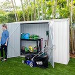 Absco Space Saver 10' x 2.5' Metal Garden Shed - Surfmist 