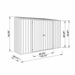 Absco Space Saver 10' x 2.5' Metal Garden Shed - Surfmist 