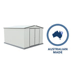 Absco Regent 10' x 12' Metal Garden Storage Shed - Surfmist/Monument 