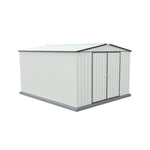 Absco Regent 10' x 12' Metal Garden Storage Shed - Surfmist/Monument 