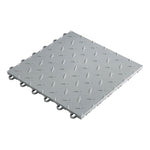 Speedway Tile Two Car Garage Floor Tile Mat / Pad (Silver / Black / Red)-SPEED4CNR300MTL-Garage Giant 