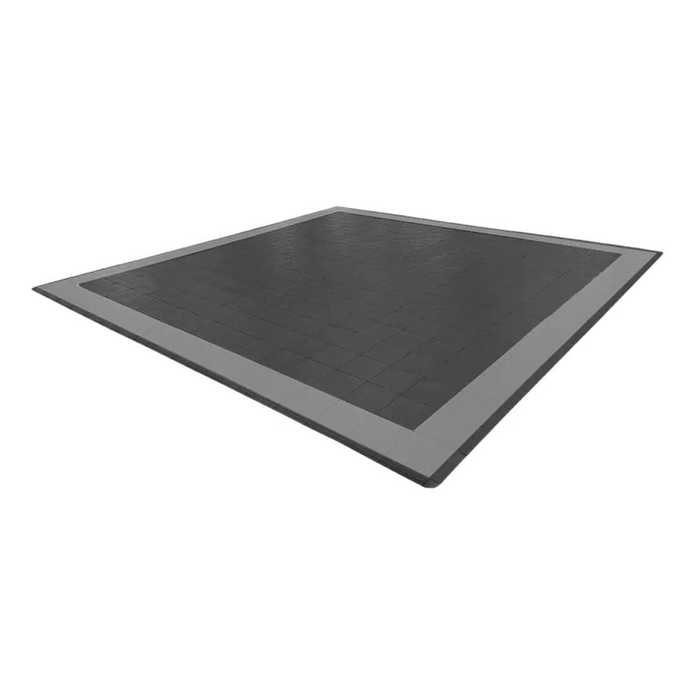 Speedway Tile Two Car Garage Floor Tile Mat / Pad (Black / Grey)-SPEEDBRDR200MTL-Garage Giant