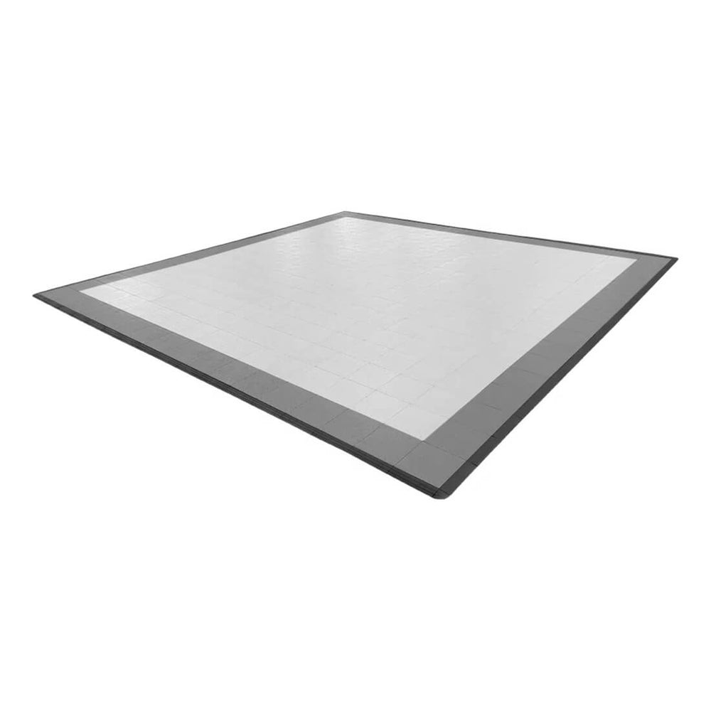 Speedway Tile Two Car Garage Floor Tile Mat / Pad (Grey / Silver / Black)-SPEEDBRDR204MTL-Garage Giant
