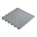 Speedway Tile Two Car Garage Floor Tile Mat / Pad (Grey / Silver / Black)-SPEEDBRDR204MTL-Garage Giant 