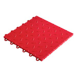 Speedway Tile Single Car Garage Floor Tile Mat / Pad (Black / Red / White)-SPEEDBRDR600MTM-Garage Giant 
