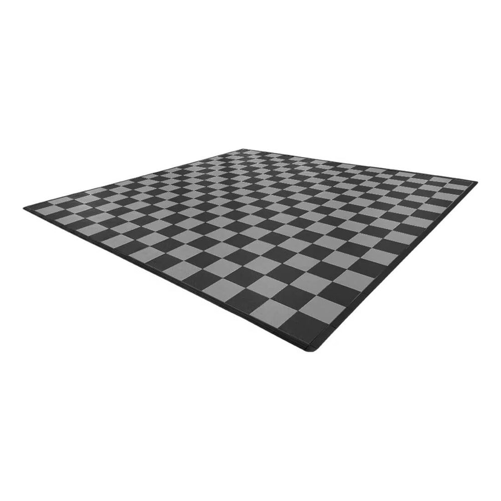 Speedway Tile Two Car Garage Floor Tile Mat / Pad (Black / Grey)-SPEEDCHKR200MTL-Garage Giant