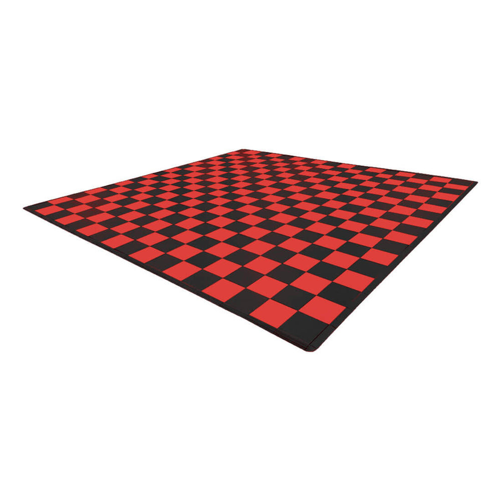 Speedway Tile Two Car Garage Floor Tile Mat / Pad (Black / Red)-SPEEDCHKR300MTL-Garage Giant