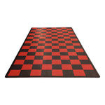 Speedway Tile Single Car Garage Floor Tile Mat / Pad (Black / Red)-SPEEDCHKR300MTM-Garage Giant 