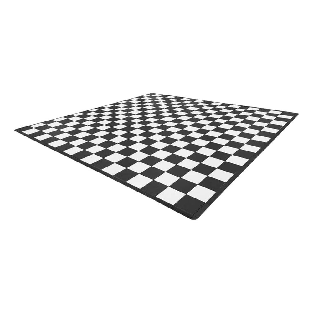 Speedway Tile Two Car Garage Floor Tile Mat / Pad (Black / White)-SPEEDCHKR600MTL-Garage Giant