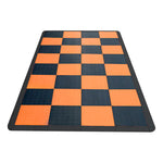 Speedway Tile Motorcycle Garage Floor Tile Mat / Pad (Black / Orange)-SPEEDCHKR801MTS-Garage Giant 