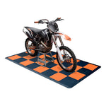 Speedway Tile Motorcycle Garage Floor Tile Mat / Pad (Black / Orange)-SPEEDCHKR801MTS-Garage Giant 