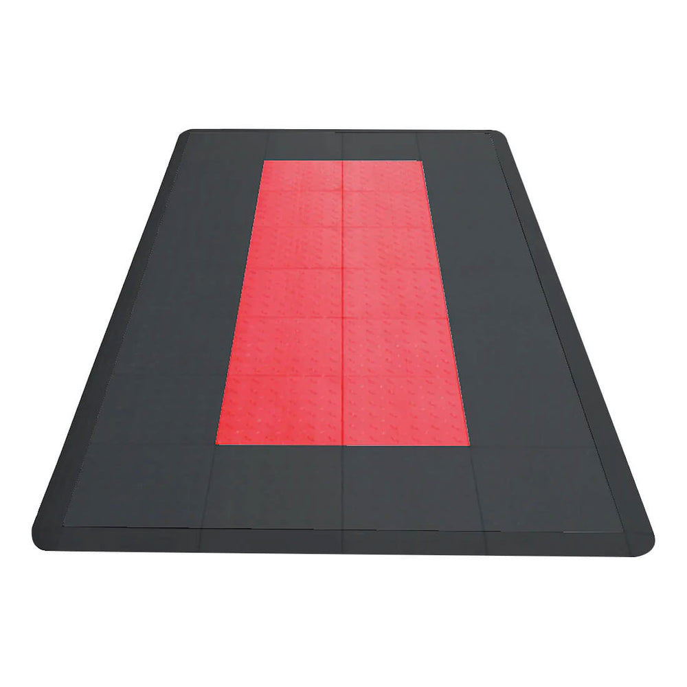Speedway Tile Motorcycle Garage Floor Tile Mat / Pad (Black / Red)-SPEEDRUNR300MTS-Garage Giant