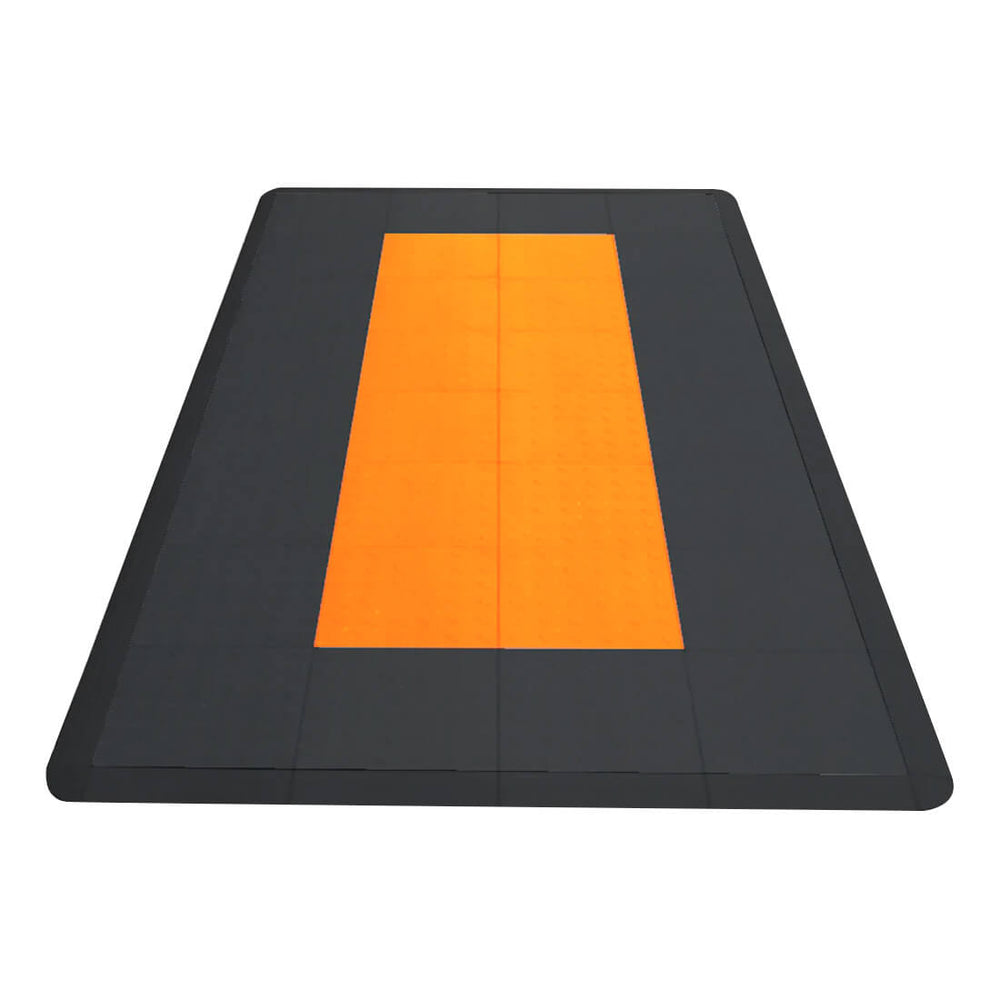 Speedway Tile Motorcycle Garage Floor Tile Mat / Pad (Black / Orange)-SPEEDRUNR801MTS-Garage Giant