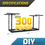 SafeRacks 2' x 6' Overhead Storage Rack with 24-45-Inch Drop (Hammertone)-SR-2x6-H-Pack-24-Garage Giant 
