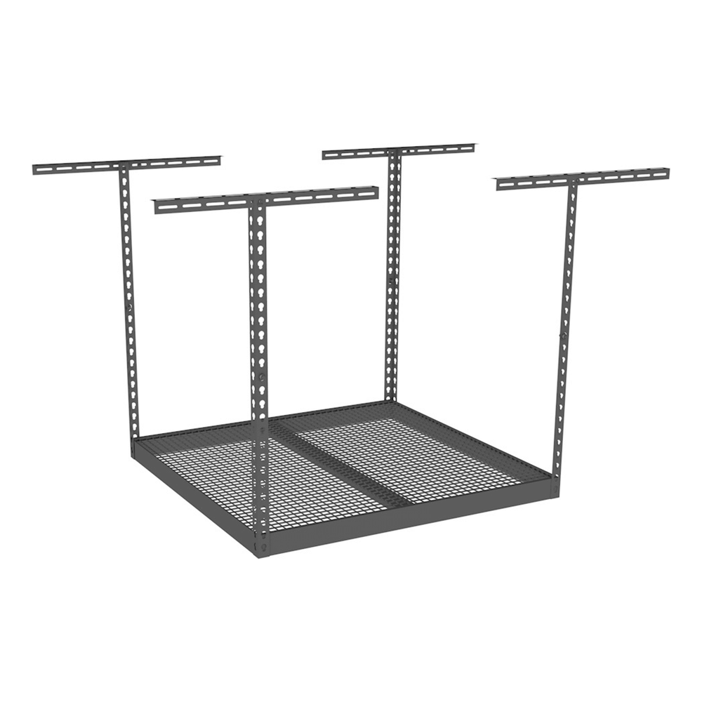 SafeRacks 4' x 4' Overhead Storage Rack with 24-45-Inch Drop (Hammertone)-SR-4x4-HRT-24-Garage Giant