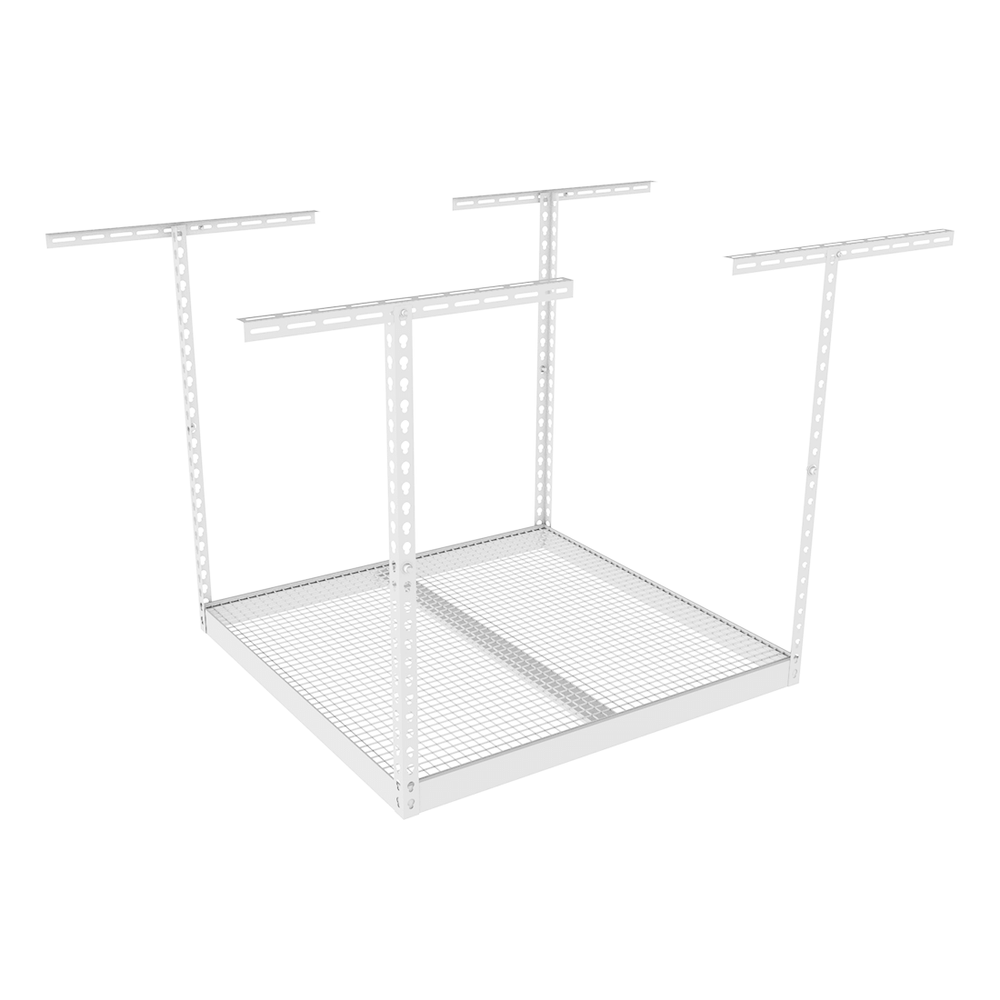 SafeRacks 4' x 4' Overhead Storage Rack with 24-45-Inch Drop (White)-SR-4x4-WRT-24-Garage Giant