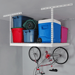 SafeRacks 4' x 4' Overhead Storage Rack with 24-45-Inch Drop (White)-SR-4x4-WRT-24-Garage Giant 