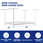 SafeRacks 4' x 6' Overhead Storage Rack with 24-45-Inch Drop (White)-SR-4x6-W-Pack-24-Garage Giant 