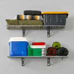 SafeRacks 12" x 36" Wall Mounted Garage Shelves with Hooks (Hammertone)-SR-WS1-12x36-H-Garage Giant 