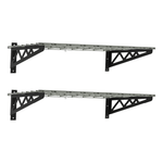 SafeRacks 18" x 36" Wall Mounted Garage Shelves with Hooks (Hammertone)-SR-WS1-18x36-H-Garage Giant 