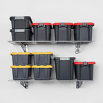SafeRacks 18" x 48" Wall Mounted Garage Shelves with Hooks (Hammertone)-SR-WS1-18x48-H-Garage Giant 