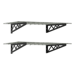 SafeRacks 24" x 48" Wall Mounted Garage Shelves with Hooks (Hammertone)-SR-WS1-24x48-H-Garage Giant 