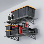 SafeRacks 24" x 48" Wall Mounted Garage Shelves with Hooks (Hammertone)-SR-WS1-24x48-H-Garage Giant 