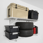 SafeRacks 24" x 48" Wall Mounted Garage Shelving with Hooks (White)-SR-WS1-24x48-W-Combo-Garage Giant 