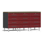 Ulti-MATE Garage 4-Piece Workstation Set with Bamboo Worktop in Ruby Red Metallic | Garage Giant 