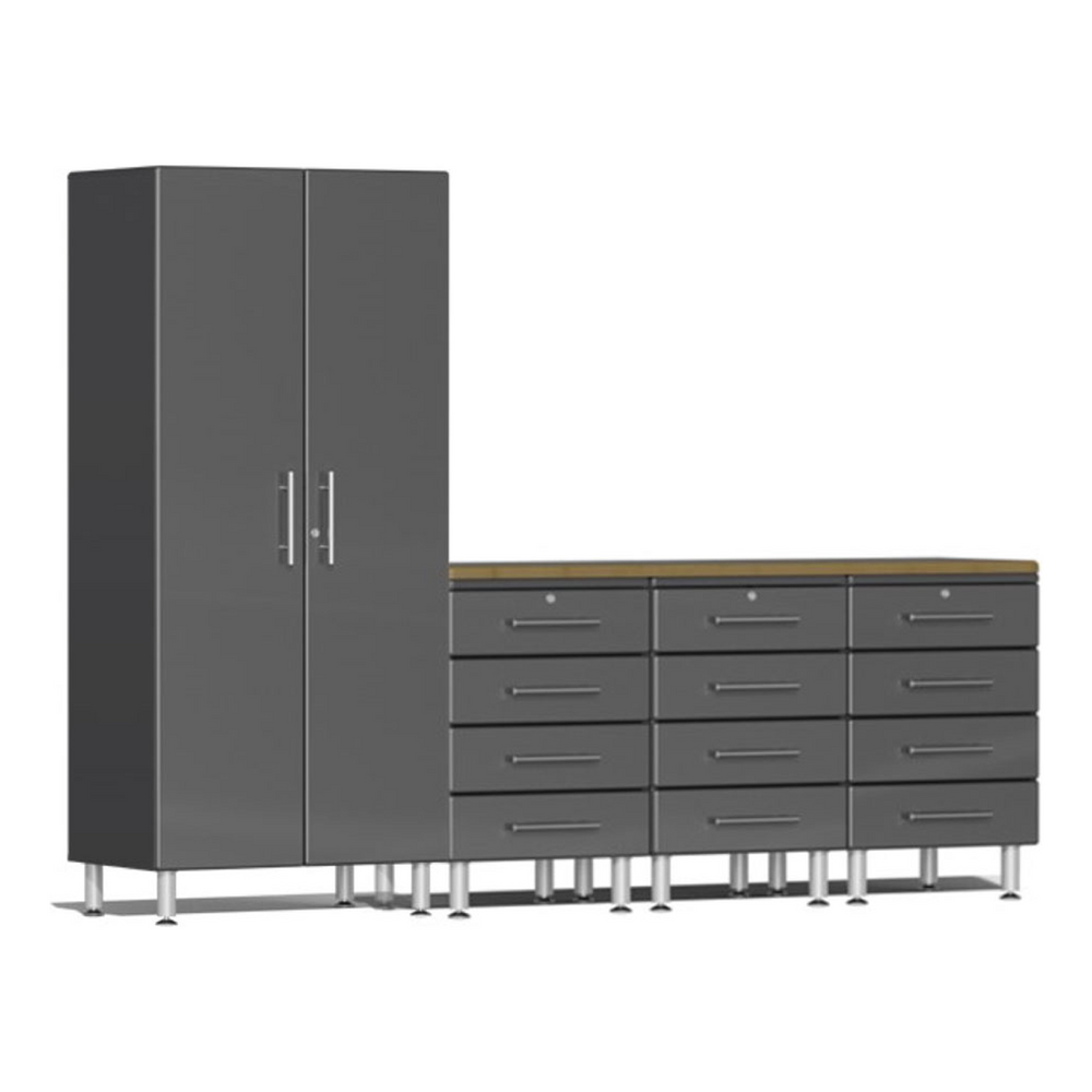 Ulti-MATE Garage 5-Piece Cabinet System with Bamboo Worktop in Graphite Grey Metallic-UG20052G-Garage Giant
