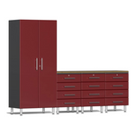 Ulti-MATE Garage 5-Piece Cabinet System with Bamboo Worktop in Ruby Red Metallic-UG20052R-Garage Giant 