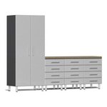 Ulti-MATE Garage 5-Piece Cabinet System with Bamboo Worktop in Stardust Silver Metallic-UG20052S-Garage Giant 