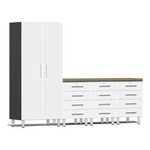 Ulti-MATE Garage 5-Piece Cabinet System with Bamboo Worktop in Starfire White Metallic-UG20052W-Garage Giant 