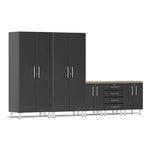 Ulti-MATE Garage 6-Piece Garage Cabinet System with Bamboo Worktop in Midnight Black Metallic | Garage Giant 