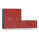 Ulti-MATE Garage 6-Piece Garage Cabinet System with Bamboo Worktop in Ruby Red Metallic | Garage Giant 