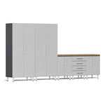 Ulti-MATE Garage 6-Piece Garage Cabinet System with Bamboo Worktop in Stardust Silver Metallic | Garage Giant 