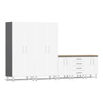 Ulti-MATE Garage 6-Piece Garage Cabinet System with Bamboo Worktop in Starfire White Metallic | Garage Giant 