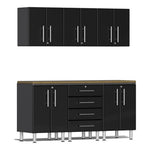 Ulti-MATE Garage 7-Piece Garage Cabinet Kit with Bamboo Worktop in Midnight Black Metallic-UG20072B-Garage Giant 