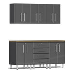 Ulti-MATE Garage 7-Piece Garage Cabinet Kit with Bamboo Worktop in Graphite Grey Metallic-UG20072G-Garage Giant 