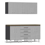 Ulti-MATE Garage 7-Piece Garage Cabinet Kit with Bamboo Worktop in Stardust Silver Metallic-UG20072S-Garage Giant 