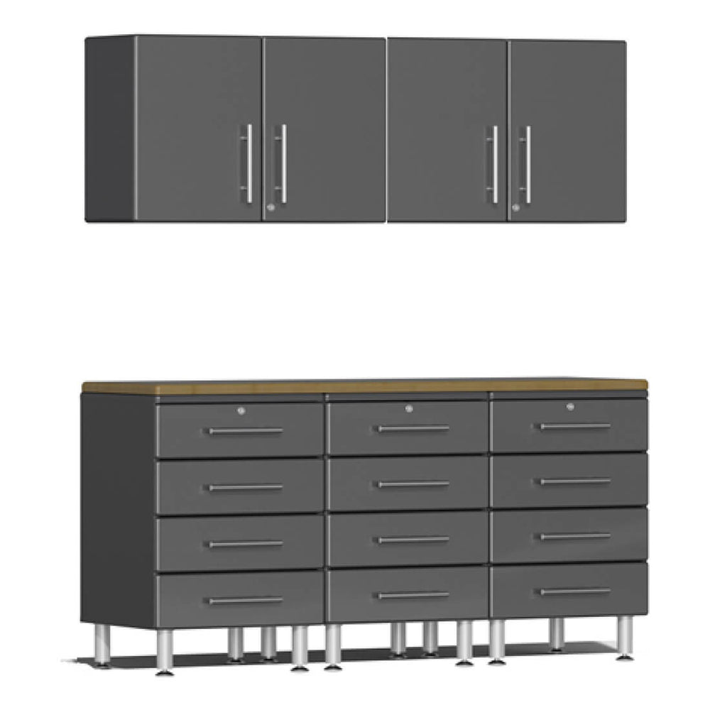 Ulti-MATE Garage Workbench With Drawers, 6-Piece With Extra-Wide Garage Wall Cabinets-UG20262G-Graphite Grey-Garage Giant