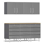 Ulti-MATE Garage Workbench With Drawers, 6-Piece With Extra-Wide Garage Wall Cabinets-UG20262G-Graphite Grey-Garage Giant 