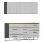 Ulti-MATE Garage Workbench With Drawers, 6-Piece With Extra-Wide Garage Wall Cabinets-UG20262S-Stardust Silver-Garage Giant 