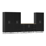 Ulti-MATE Garage 7-Piece Garage Cabinet System with Bamboo Worktop in Midnight Black Metallic | Garage Giant 