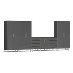 Ulti-MATE Garage 7-Piece Garage Cabinet System with Bamboo Worktop in Graphite Grey Metallic | Garage Giant 