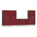Ulti-MATE Garage 7-Piece Garage Cabinet System with Bamboo Worktop in Ruby Red Metallic | Garage Giant 